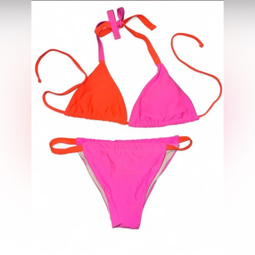 Pink and Orange Bikini Set